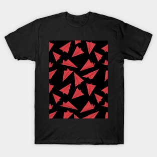 Paper Planes Pattern Black and Red T-Shirt